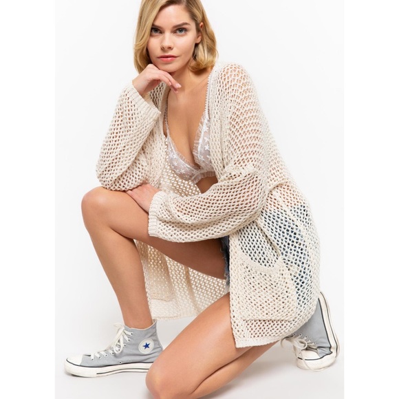 Olive Open front open light weight knit cardigan - Picture 8 of 8